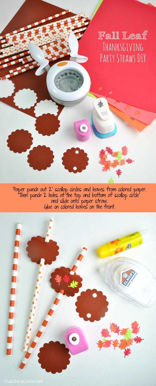 Fall Leaf Thanksgiving Party Straws DIY