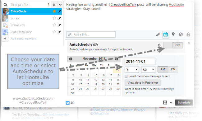 Hootsuite Tweet Scheduling Strategies - #CreativeBlogTalk