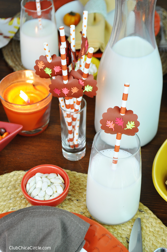 Fall Leaf Thanksgiving Party Straws DIY