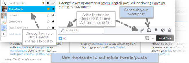 #CreativeBlogTalk Hootsuite Scheduling Tips