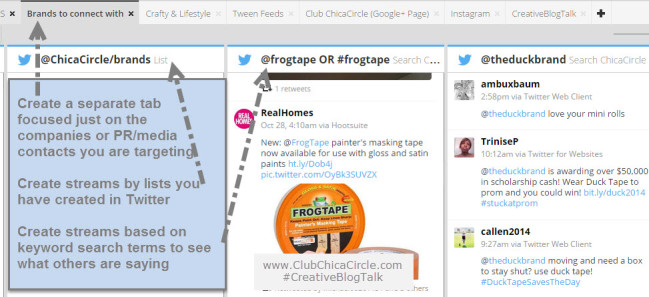 Build Hootsuite streams targeting Brands- #CreativeBlogTalk