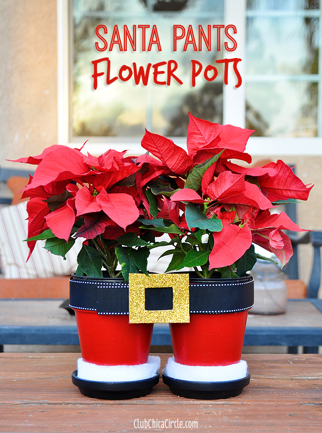 Santa Pants Flower Pots Tutorial