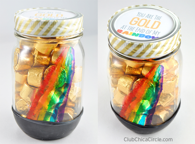 Pot of Gold Rainbow Painted Mason Jar Craft Ideas