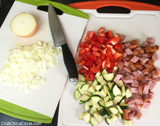 chopped veggies for egg cups