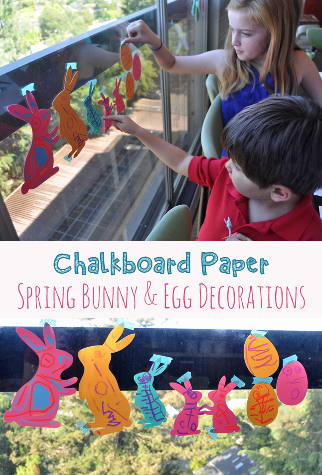 Chalkboard Paper Spring Bunnies Egg Window Decorations