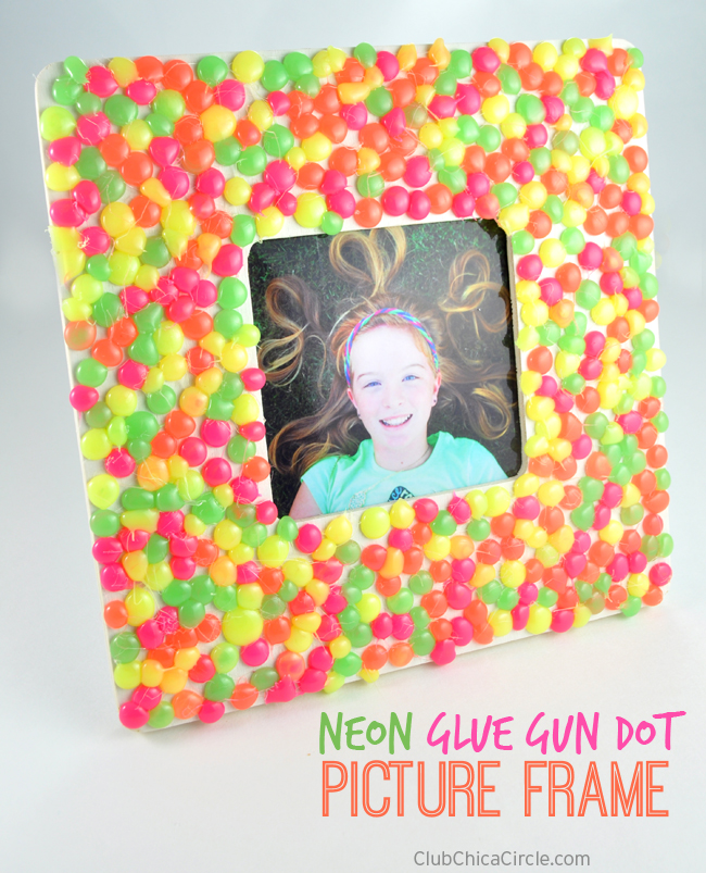 Neon Glue Gun Dot Picture Frame Craft Idea for Kids