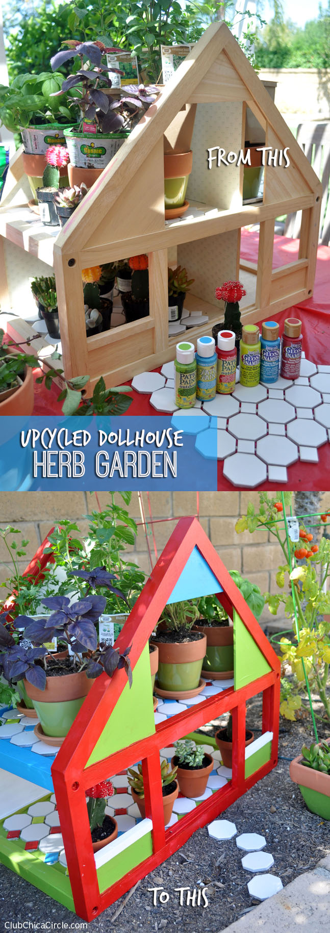 Upcycled Dollhouse Herb Garden Club Chica Circle where crafty