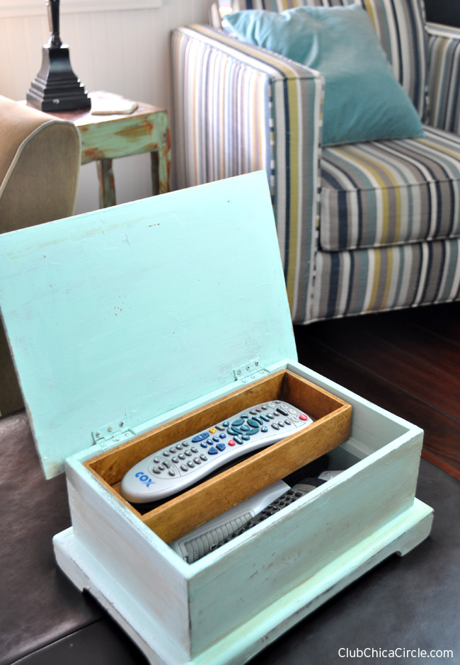 jewelry box upcycled into a remote box craft project