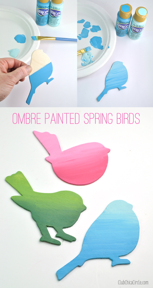 Painting Ombre Spring Birds home decor art