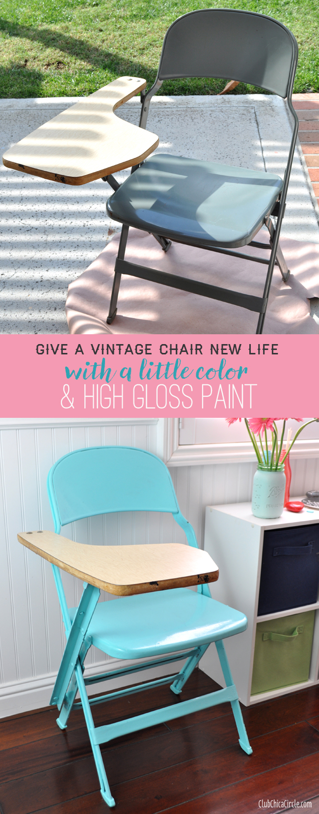 Give a vintage chair a new look with color and high gloss paint