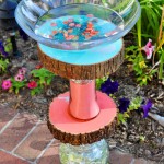 Homemade Vase and Wood Slice Bird Bath upcycle DIY