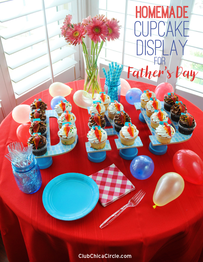 DAD Father's Day cupcake display easy DIY and craft idea