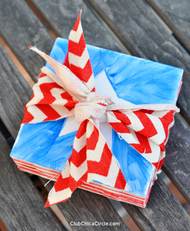 Patriotic Coasters Homemade Hostess Gift Idea copy