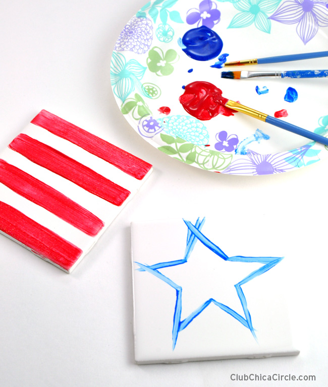 Stars and Stripes Patriotic 4th of July coasters craft idea