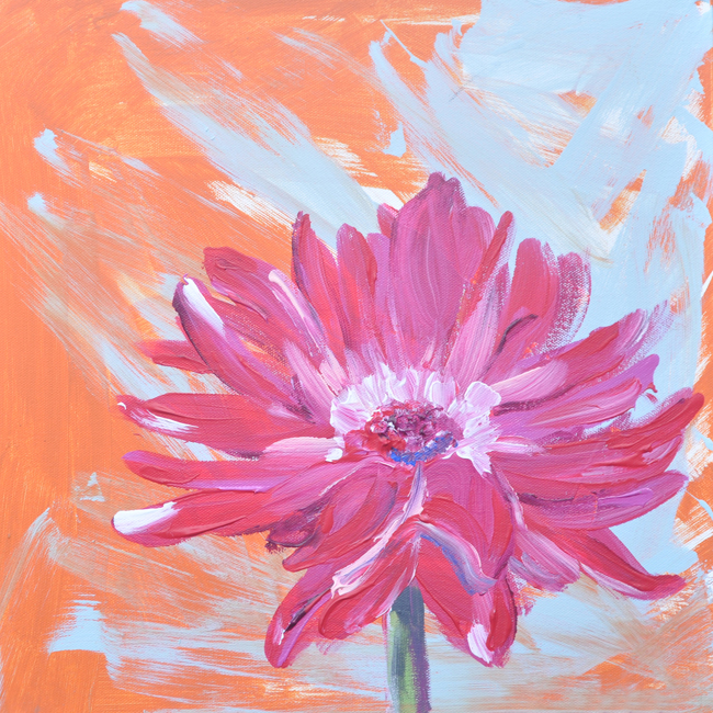 pink flower painting by Pauline Molinari