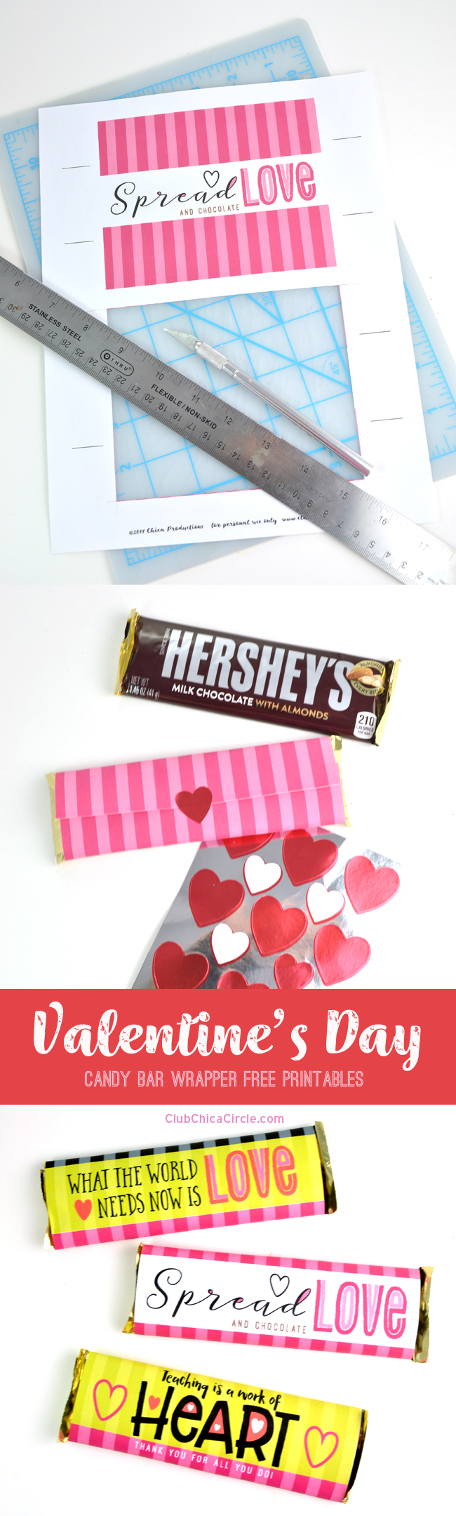 Valentine's Day Free Printable Candy Wrappers for Easy Homemade Gift Ideas