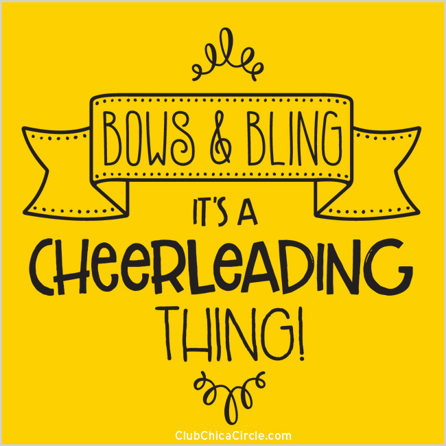 Cheerleading Quote on gold - bows and bling, it's a cheerleading thing