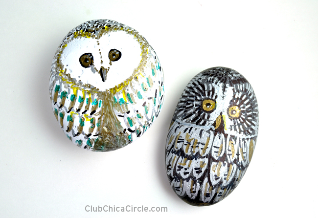 Owl Painted Rocks with markers @chicacircle