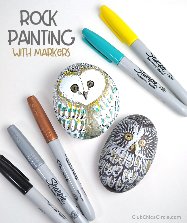 Rock Painting with Markers - Owl craft idea