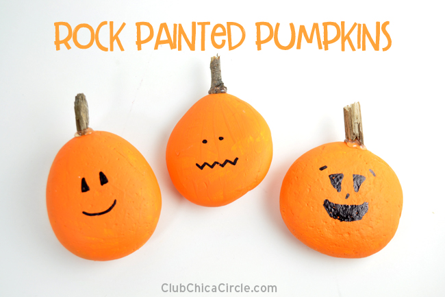 Cute and Easy Painted Rock Pumpkins @chicacircle