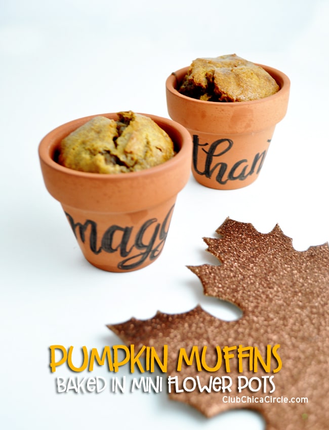 Pumpkin muffins baked in mini flower pots @chicacircle