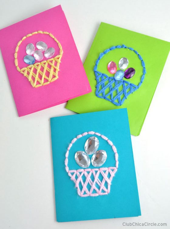 Homemade Stitched Jeweled Easter Basket Card Club Chica Circle where crafty is contagious