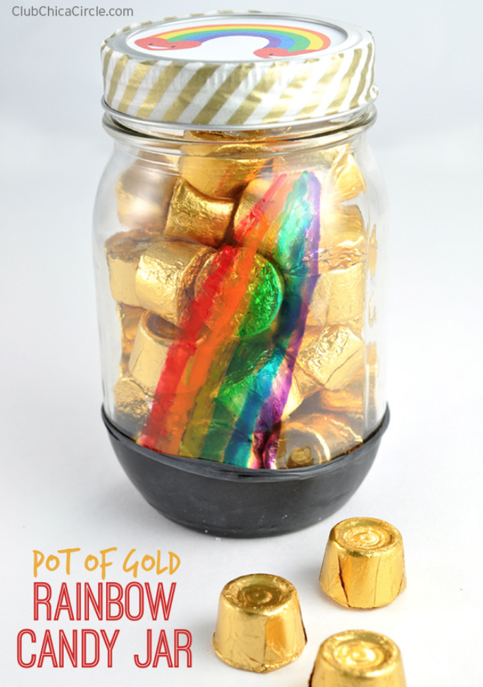 Pot of Gold Painted Candy Jar St Patricks Day Craft